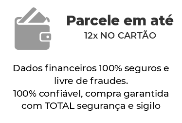 Parcele em até 12x no cartão